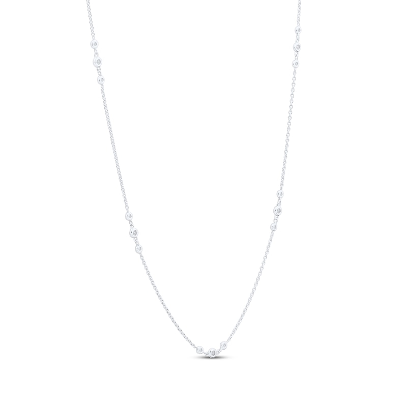 Main Image 3 of Diamond Bezel-Set Trio Station Necklace 1/2 ct tw 10K White Gold 18&quot;