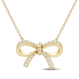 Diamond Bow Necklace 1/10 ct tw 10K Yellow Gold 18&quot;