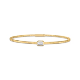 Lab-Grown Diamonds by KAY Emerald-Cut Solitaire Flex Bangle Bracelet 1/2 ct tw 10K Yellow Gold 7&quot;