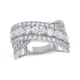 Lab-Grown Diamonds by KAY Oval & Round-Cut Crossover Multi-Row Ring 2 ct tw 14K White Gold