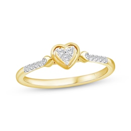 Multi-Diamond Heart Promise Ring 1/10 ct tw 24K Yellow Gold Vermeil Sterling Silver