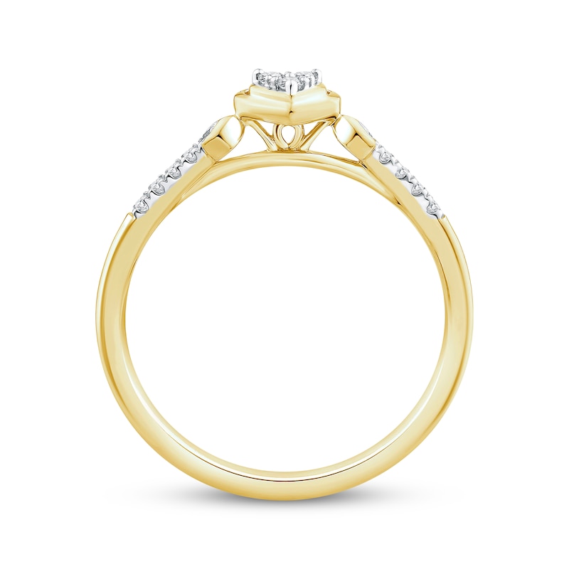 Main Image 3 of Multi-Diamond Heart Promise Ring 1/10 ct tw Sterling Silver & 24K Yellow Gold Plating