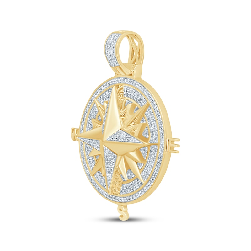 Main Image 2 of Men's Diamond Compass Charm 3/8 ct tw 10K Yellow Gold