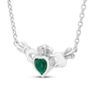 Thumbnail Image 2 of Heart-Shaped Lab-Created Emerald & White Lab-Created Sapphire Claddagh Necklace Sterling Silver 18&quot;