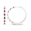 Thumbnail Image 1 of Lab-Created Ruby & White Lab-Created Sapphire Hoop Earrings Sterling Silver