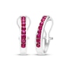 Thumbnail Image 1 of Lab-Created Ruby Channel Hoop Earrings Sterling Silver