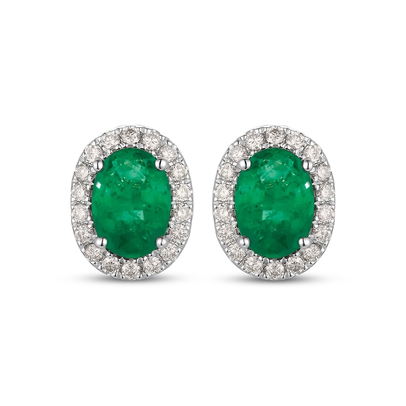 Main Image 2 of Le Vian Oval-Cut Emerald & Diamond Stud Earrings 1/4 ct tw 14K Vanilla Gold