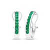 Thumbnail Image 1 of Lab-Created Emerald Channel Hoop Earrings Sterling Silver