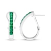 Thumbnail Image 3 of Lab-Created Emerald Channel Hoop Earrings Sterling Silver