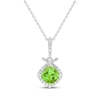 Thumbnail Image 1 of Cushion-Cut Peridot & White Lab-Created Sapphire Necklace Sterling Silver 18&quot;