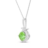 Thumbnail Image 2 of Cushion-Cut Peridot & White Lab-Created Sapphire Necklace Sterling Silver 18&quot;