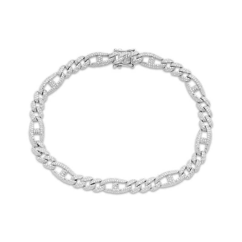 Main Image 1 of Men's Diamond Mariner & Figaro Link Bracelet 1 ct tw Sterling Silver 8.5&quot;