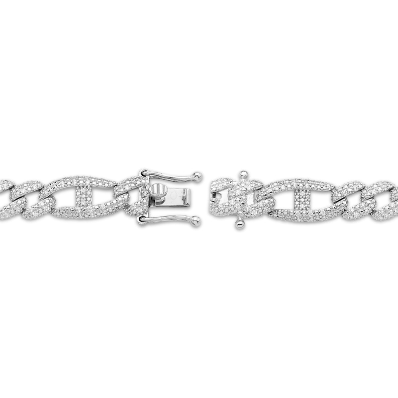 Main Image 3 of Men's Diamond Mariner & Figaro Link Bracelet 1 ct tw Sterling Silver 8.5&quot;