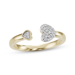 Diamond Hearts Deconstructed Ring 1/10 ct tw 10K Yellow Gold