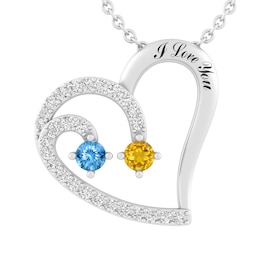 Couple's Color Stone Heart Necklace