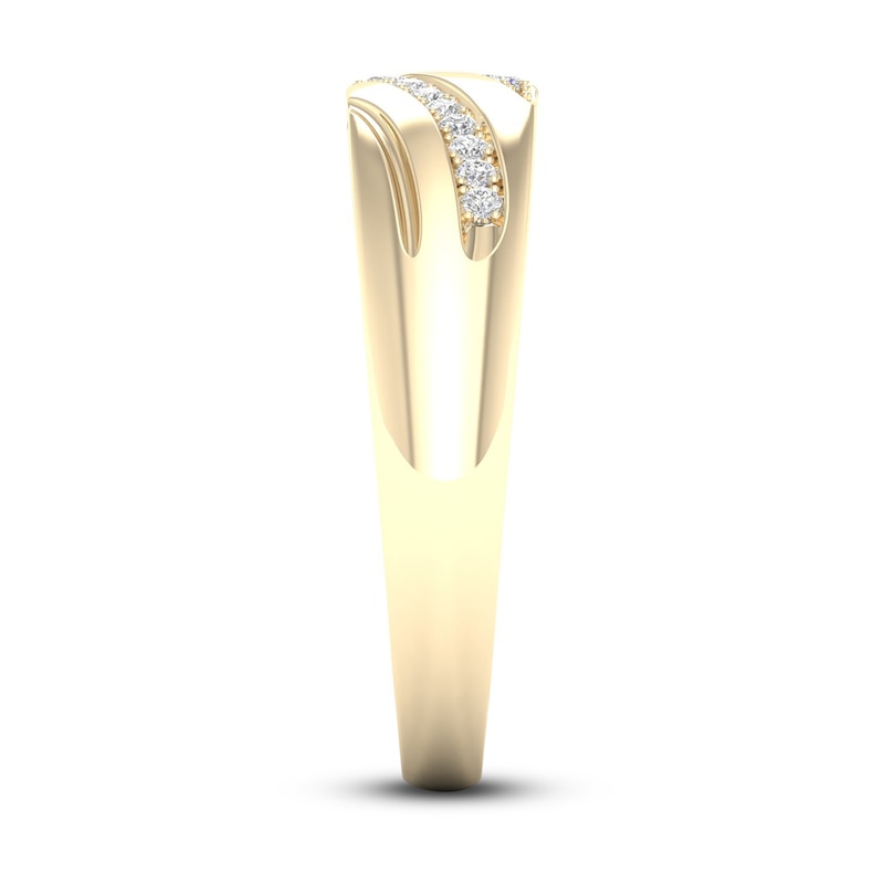 Main Image 3 of Men's Diamond Wedding Band 1/20 ct tw Round-Cut 10K Yellow Gold