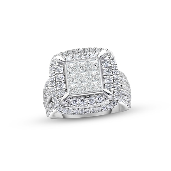 Diamond Engagement Ring 3 ct tw Princess & Round-cut 10K White Gold