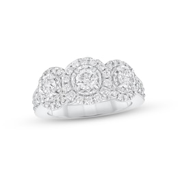 Diamond Three-Stone Engagement Ring 2 ct tw Round-cut 14K White Gold