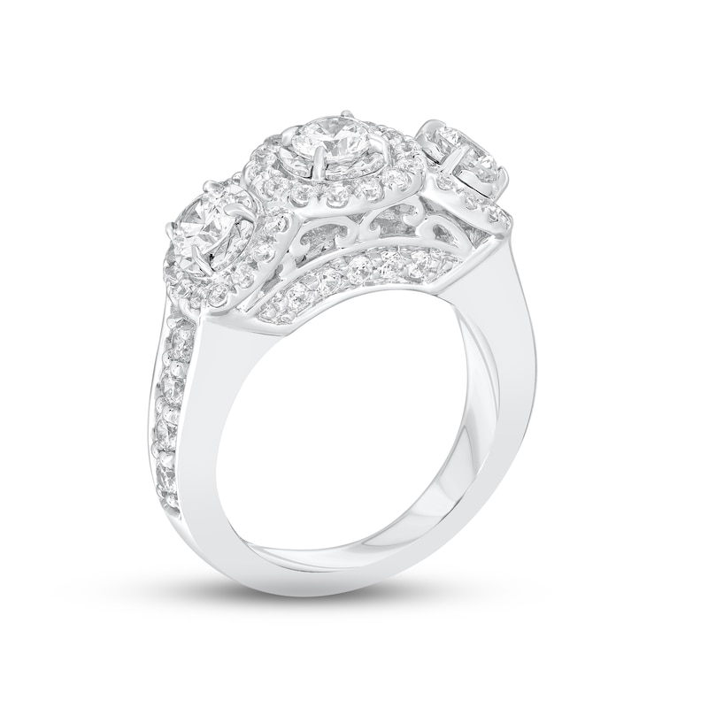 Main Image 2 of Diamond Three-Stone Engagement Ring 2 ct tw Round-cut 14K White Gold