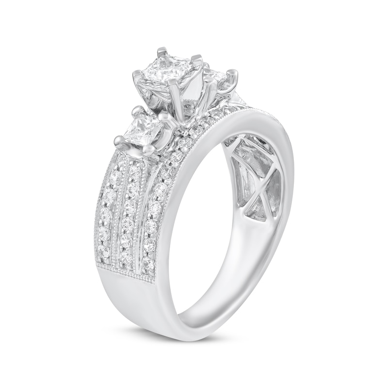 Main Image 2 of Princess-Cut Diamond Three-Stone Engagement Ring 1 ct tw 14K White Gold