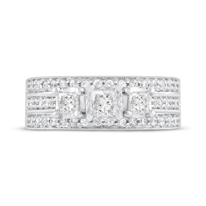 Main Image 3 of Princess-Cut Diamond Three-Stone Engagement Ring 1 ct tw 14K White Gold