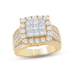 Diamond Engagement Ring 2-1/2 ct tw Princess & Round-cut 10K Two-Tone Gold