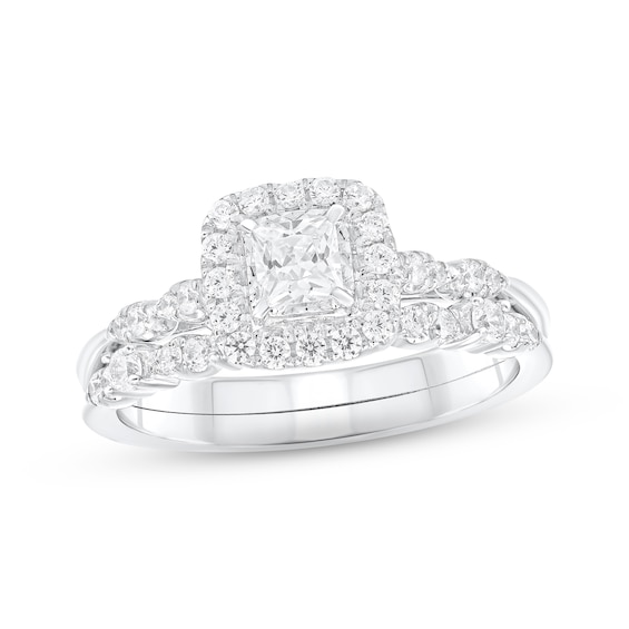Diamond Bridal Set 1/2 ct tw Princess & Round-cut 10K White Gold