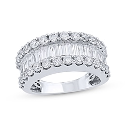 Baguette & Round-Cut Diamond Channel Ring 3 ct tw 14K White Gold