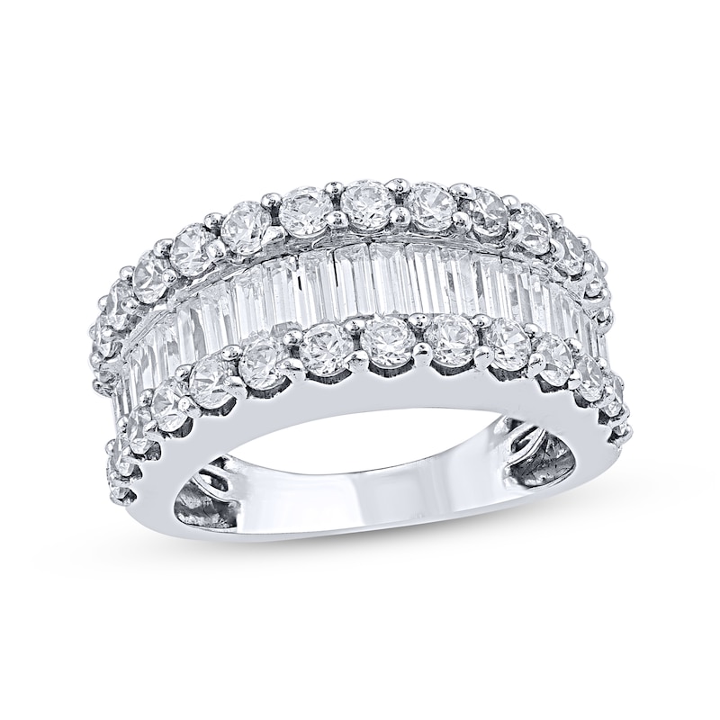 Main Image 1 of Baguette & Round-Cut Diamond Channel Ring 3 ct tw 14K White Gold