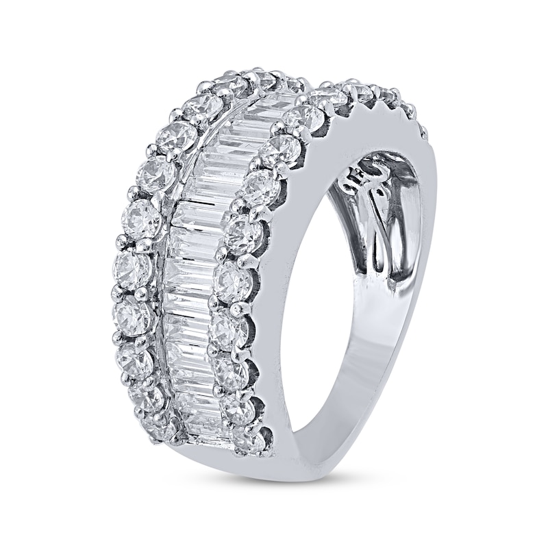 Main Image 2 of Baguette & Round-Cut Diamond Channel Ring 3 ct tw 14K White Gold