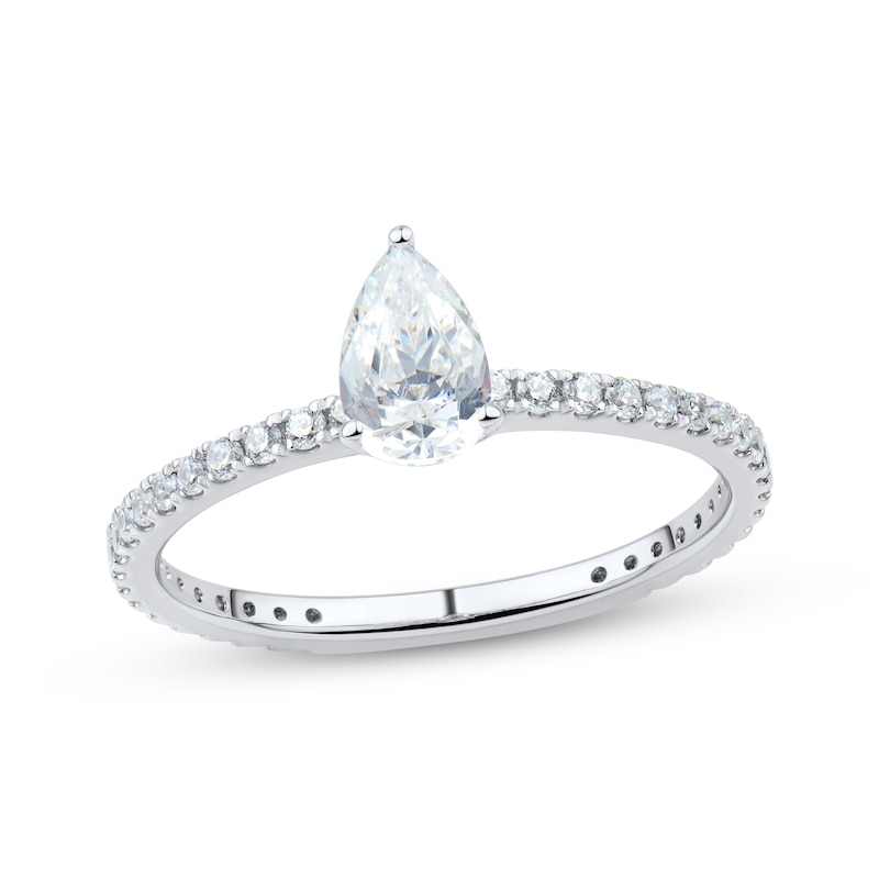 Main Image 1 of Certified Pear-Shaped Diamond Engagement Ring 3/4 ct tw Platinum