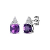 Thumbnail Image 1 of Cushion-Cut Amethyst & Round-Cut White Lab-Created Sapphire Stud Earrings Sterling Silver