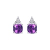 Thumbnail Image 2 of Cushion-Cut Amethyst & Round-Cut White Lab-Created Sapphire Stud Earrings Sterling Silver