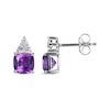 Thumbnail Image 3 of Cushion-Cut Amethyst & Round-Cut White Lab-Created Sapphire Stud Earrings Sterling Silver