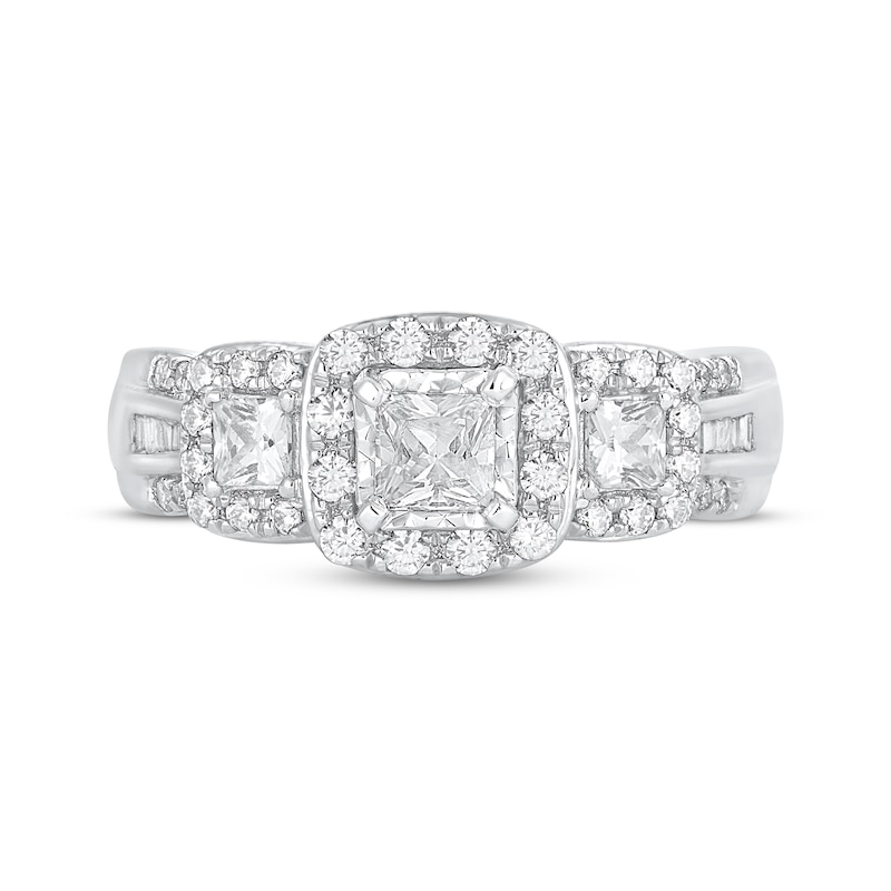 Main Image 3 of Multi-Shape Diamond Three-Stone Engagement Ring 1 ct tw 14K White Gold