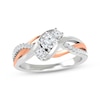 Thumbnail Image 0 of Round-Cut Diamond Three-Stone Braided Bypass Engagement Ring 5/8 ct tw 14K Two-Tone Gold