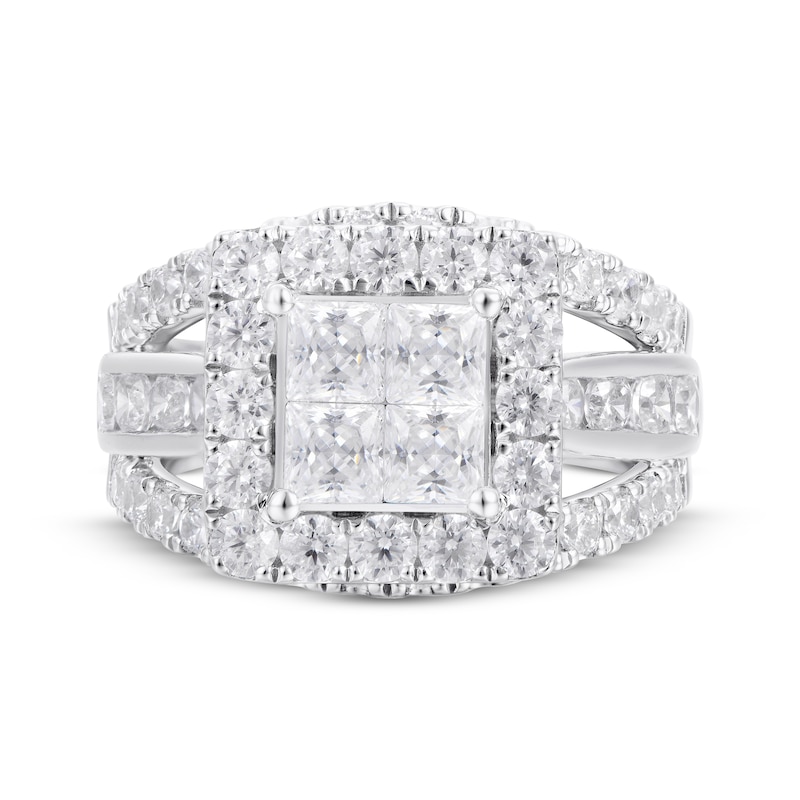 Main Image 4 of Princess-Cut Quad Diamond Split Shank Engagement Ring 3 ct tw 14K White Gold