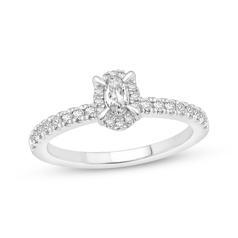 Main Image 1 of Oval-Cut Diamond Engagement Ring 1/2 ct tw 14K White Gold