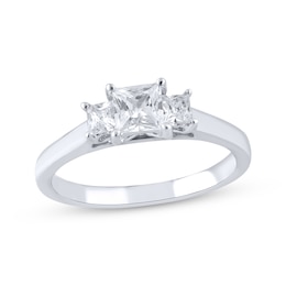 Princess-Cut Diamond Three-Stone Engagement Ring 1 ct tw 10K White Gold