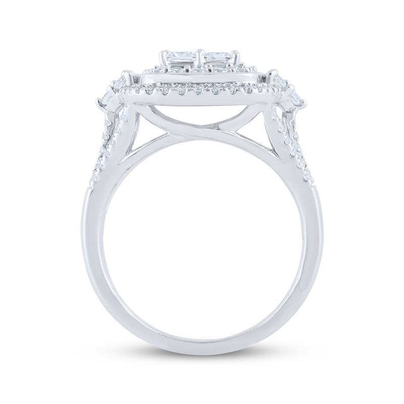 Main Image 3 of Princess-Cut Quad Diamond Engagement Ring 1-1/2 ct tw 10K White Gold