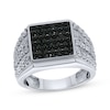 Thumbnail Image 0 of Men's Black & White Multi-Diamond Center Square Ring 2 ct tw 10K White Gold