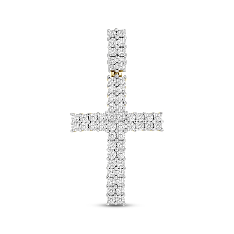 Men's Diamond Cross Charm 1-1/2 ct tw 10K Yellow Gold & White Rhodium Plate