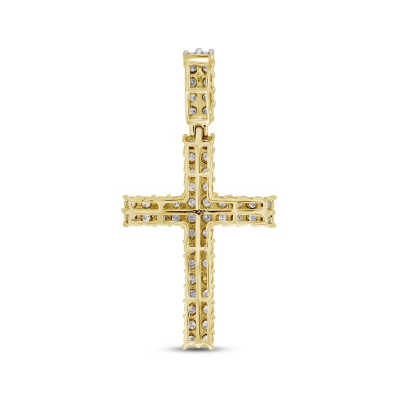 Men's Diamond Cross Charm 1-1/2 ct tw 10K Yellow Gold & White Rhodium Plate