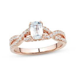 Emerald-Cut Diamond Twist Engagement Ring 1-1/4 ct tw 14K Rose Gold