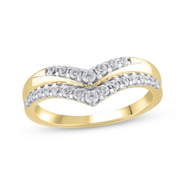 Diamond Double Chevron Anniversary Band 3/8 ct tw 14K Yellow Gold