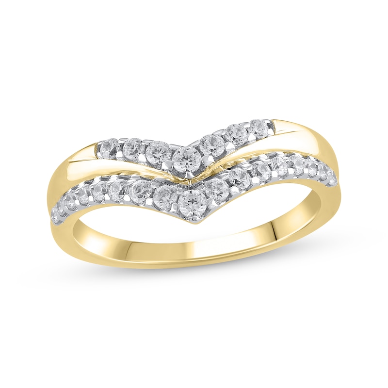 Main Image 1 of Diamond Double Chevron Anniversary Band 3/8 ct tw 14K Yellow Gold