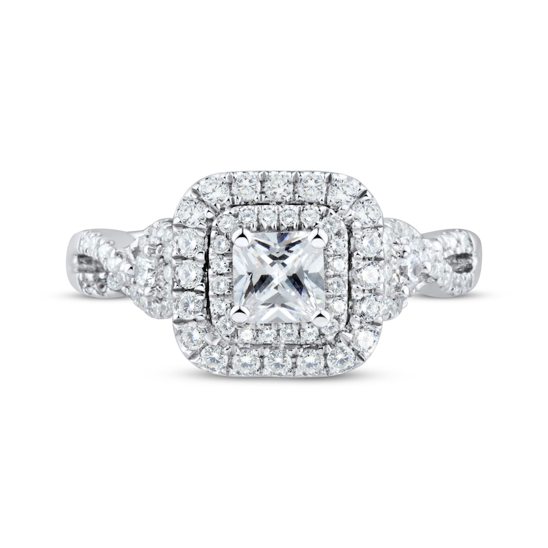 Princess-Cut Diamond Double-Frame Engagement Ring 1 ct tw 14K White Gold