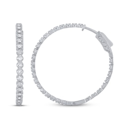 Lab-Grown Diamonds by KAY Inside-Out Hoop Earrings 2 ct tw 14K White Gold