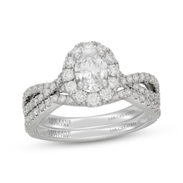 Neil Lane Artistry Oval-Cut Lab-Grown Diamond Halo Bridal Set 1-5/8 ct tw 14K White Gold