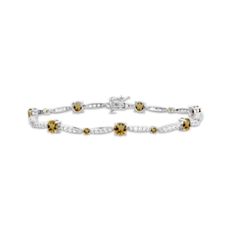 Citrine & White Lab-Created Sapphire Link Bracelet Sterling Silver 7.5&quot;